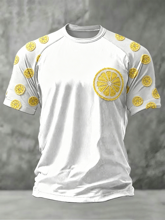 Men's Lemon Roses Music Lover Printed short sleeve t-shirt