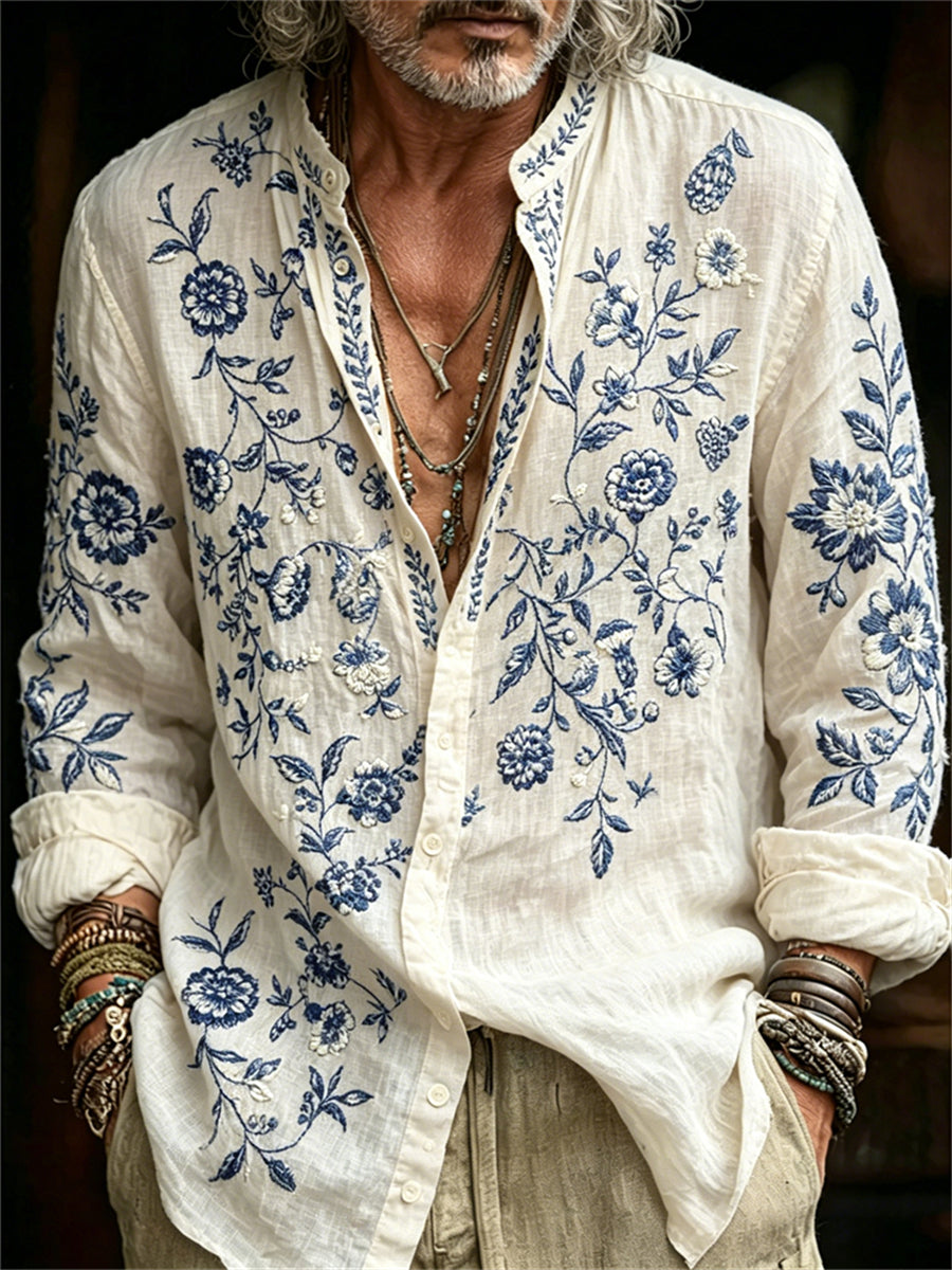 Men's Vintage Classy Forest Floral Vines Print shirt