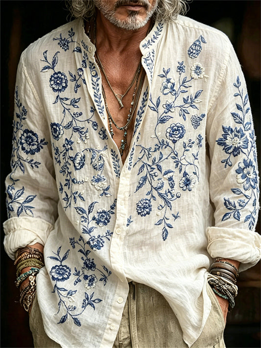 Men's Vintage Classy Forest Floral Vines Print shirt