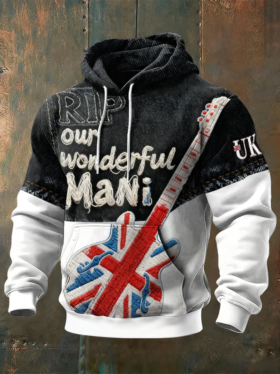 Men's British The Stone Rose RIP Our Bro Main Design Patchwork Sweatshirt