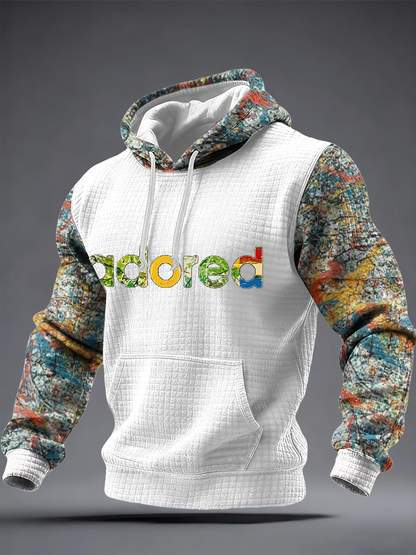 Men's Lemon Roses Music Lover Printed Checkered Cotton Hoodie