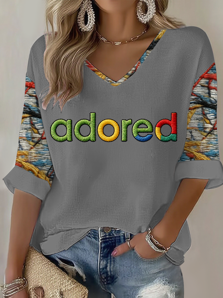 Women's Lemon Roses Music Lover Printed Waffle T-shirt