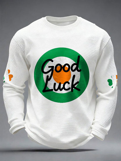 Men's Good Luck St.Partrick's Day Irish Mods Music Lover Printed Waffle Tops