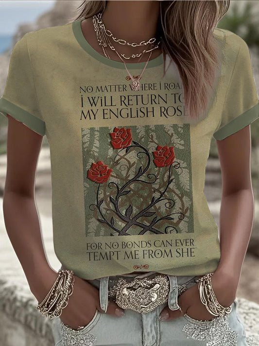 Women's UK Mods Music Lover English Rose short-sleeved T-shirt