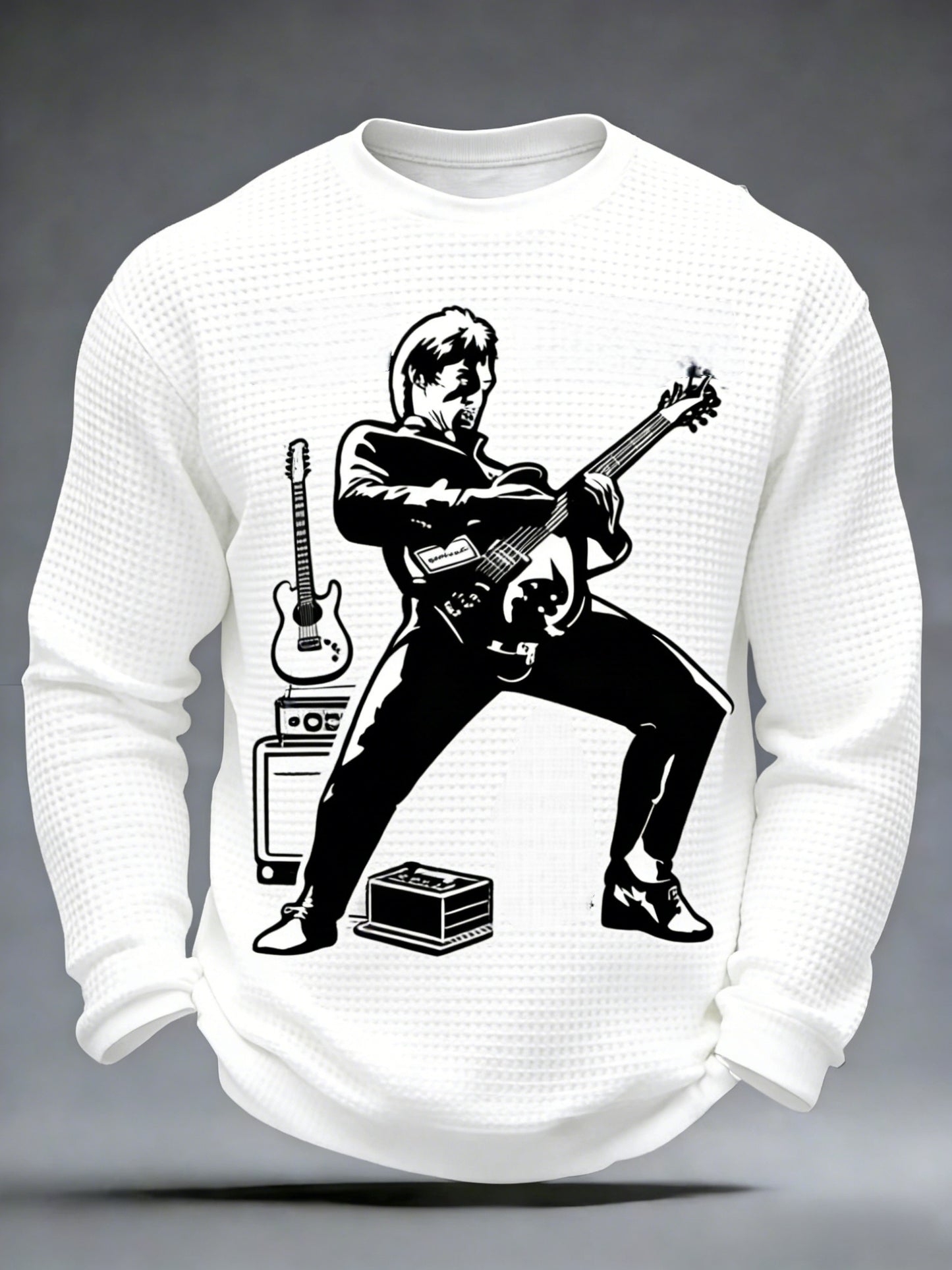Men's  Retro Punk Band The Modfather Long Sleeve Waffle T-Shirt