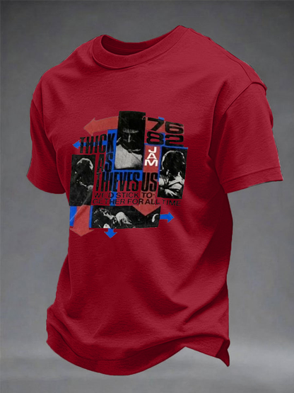 Men's UK Mods Music Lover imitation cotton short-sleeved T-shirt