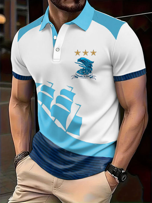 Men's Manchester Football Lover Blue City Printed Casual Tops