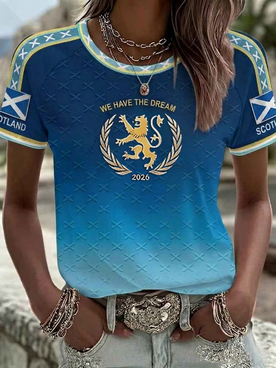 Women's UK Football Lover Scotland Printed round neck short sleeve T-shirt