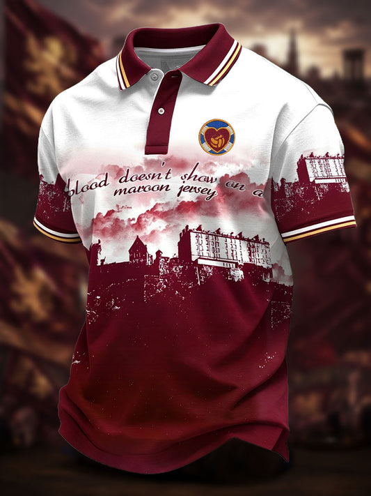 Men's Scotland Football Lover Hearts Maroon Art Printed Casual Tops