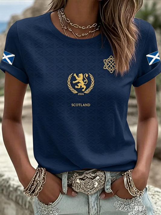 Women's UK Football Lover Scotland Printed round neck short sleeve T-shirt