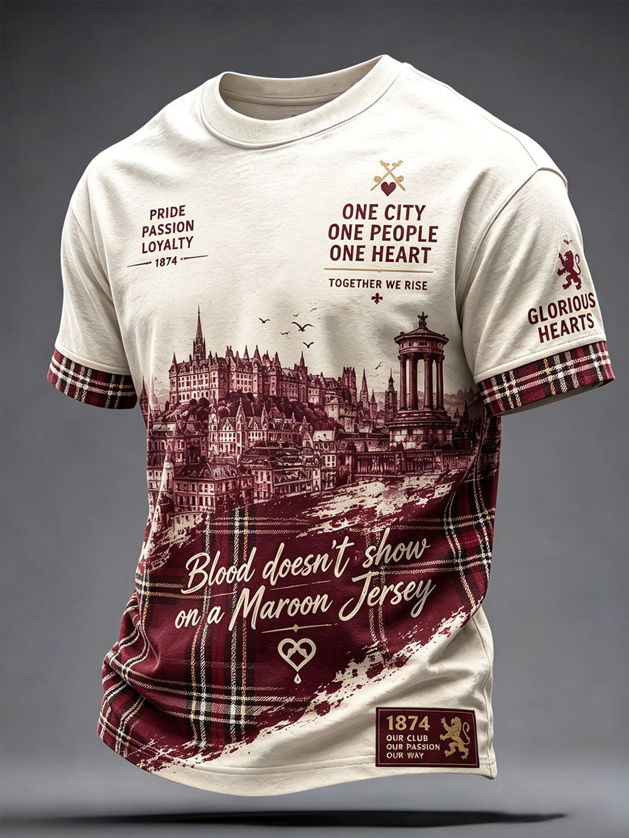 Men's Scotland Football Lover Hearts Art Printed T-shirt