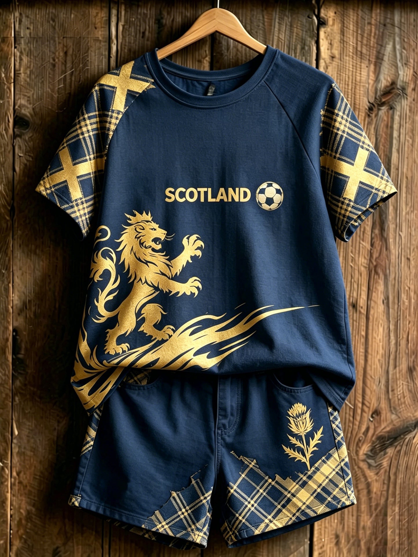 Women's Scottish Football Cheering Art Print Short-Sleeve Set