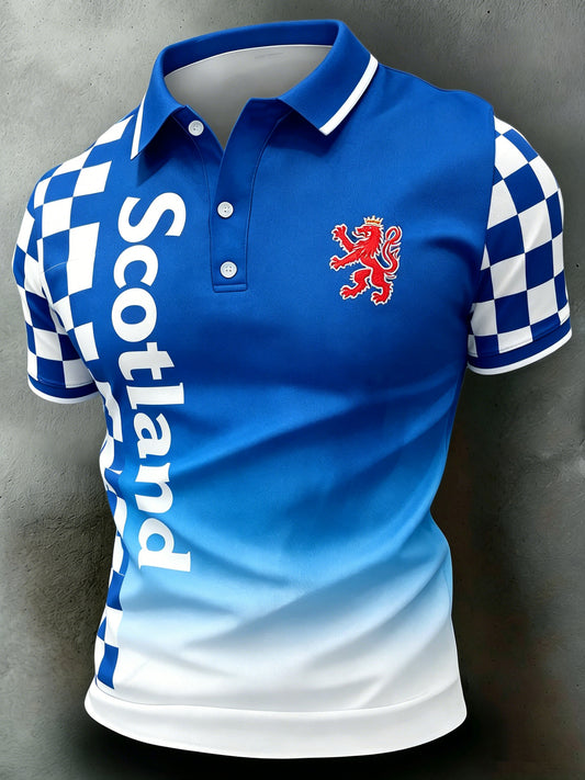Men's Scottish Football Match Cheering Art Print Polo