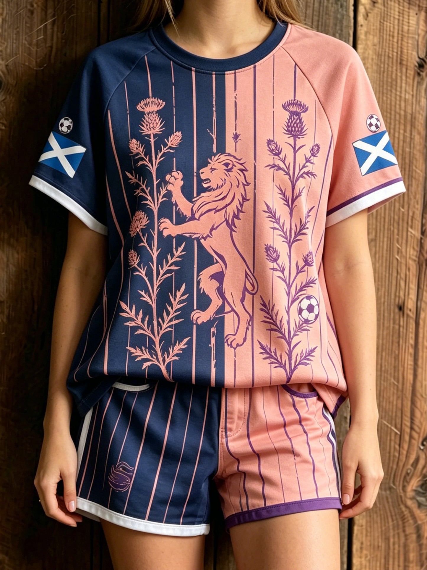 Women's Scottish Football Cheering Art Print Short-Sleeve Set