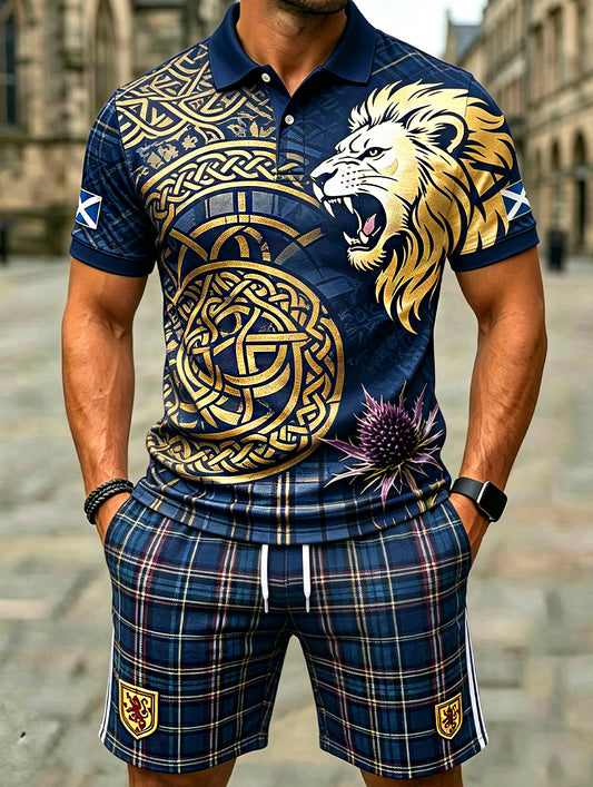Men's Retro Scottish Football Fan Art Print Casual 2-Piece Set