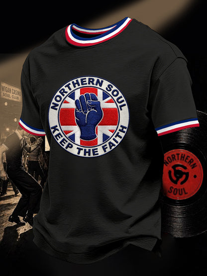 Men's Retro Northern Soul Keep The Faith Print Casual Tee