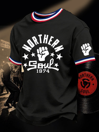 Men's Retro Northern Soul Print Casual Tee