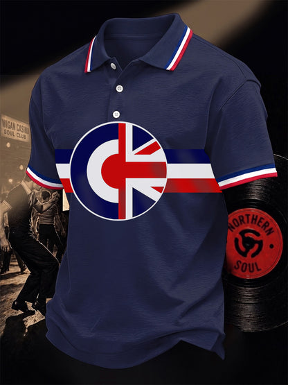 Men's  Retro Northern Soul Print Casual Polo