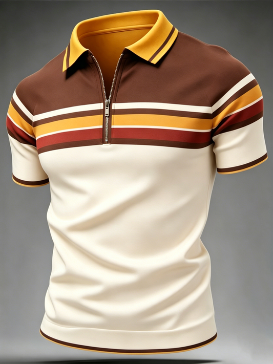 Men's Retro zip up short sleeve