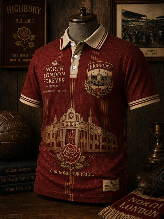 Men's Highbury Proud North London Football Lover Printed Casual Tops