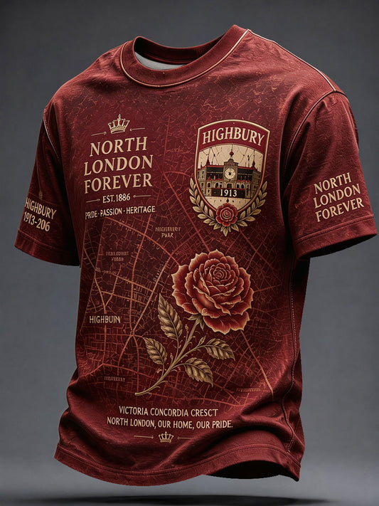 Men's Highbury Proud North London Football Lover Printed T-shirt