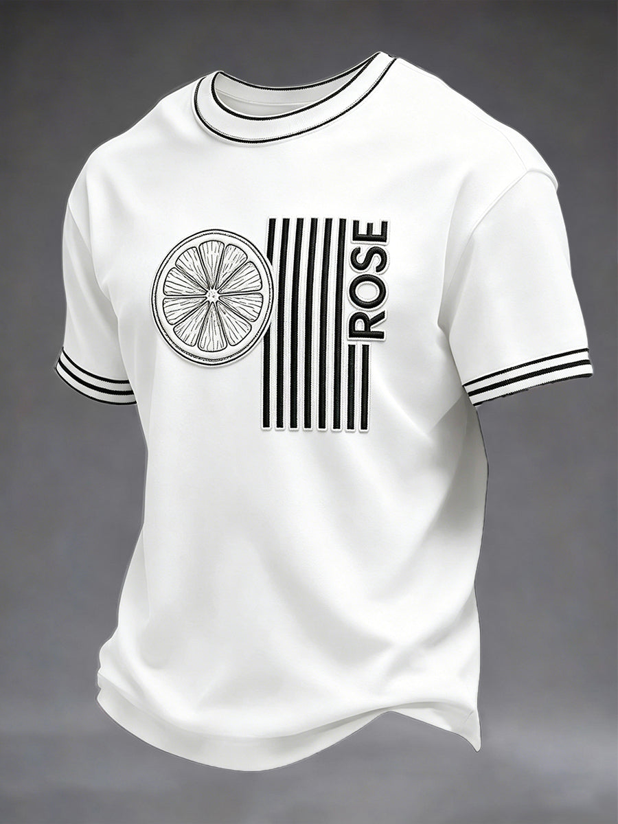 Men's White British The Stone Rose Print Casual T-shirt