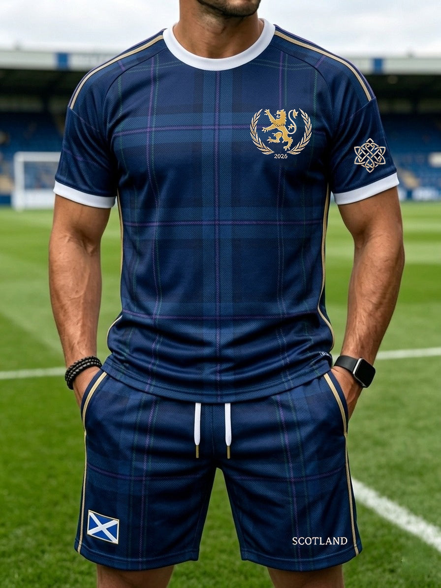 Men's Retro UK Scotland Football Lover 2026 Print Casual Set