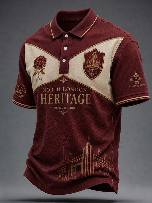 Men's Retro Football Art Print Short-Sleeve Polo Shirt