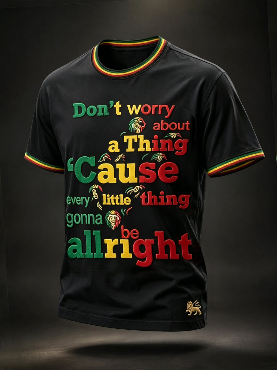 Men's Vintage Reggae-Themed Artistic Casual T-Shirt