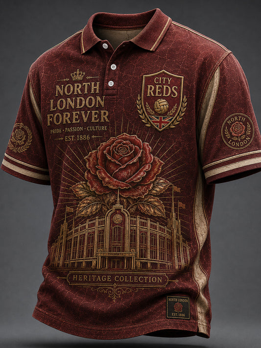 Retro North London Glory Red Football Fan Art Print Casual Jersey