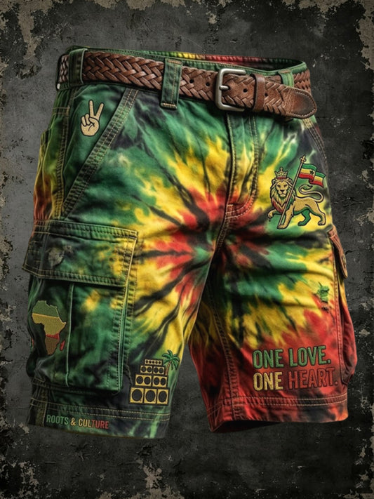 Men's Retro Reggae Tie-Dye Casual Work Shorts
