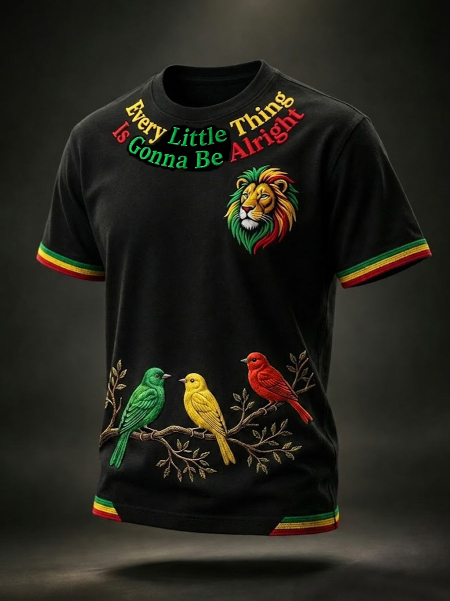 Men's Retro Reggae-Themed Casual T-Shirt