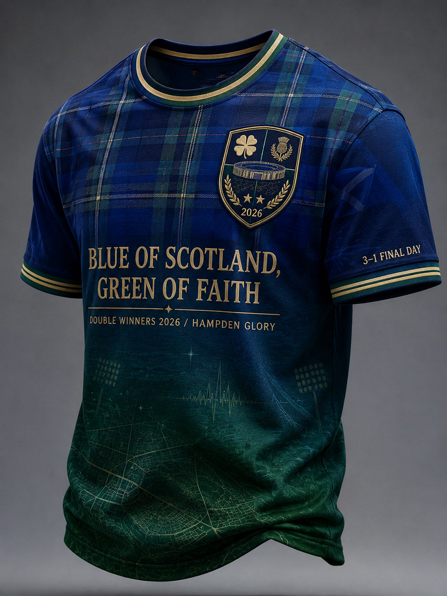 Men's Scotland Football Lover Green Faith Printed T-shirt