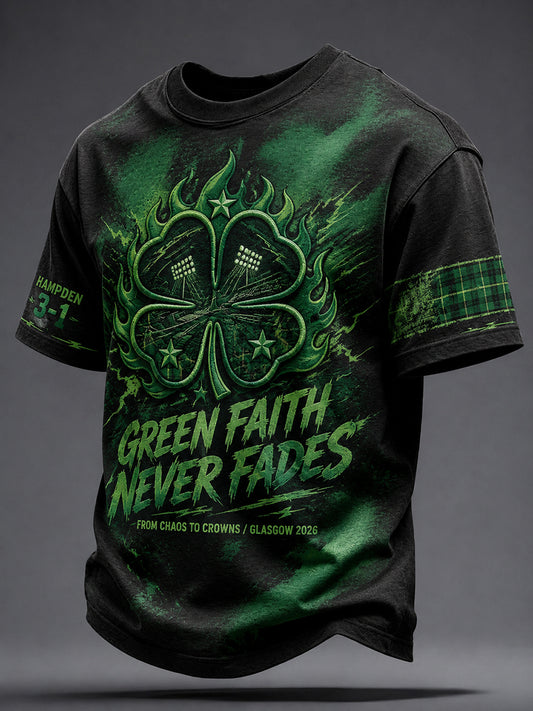 Men's Scotland Football Lover Green Faith Printed T-shirt