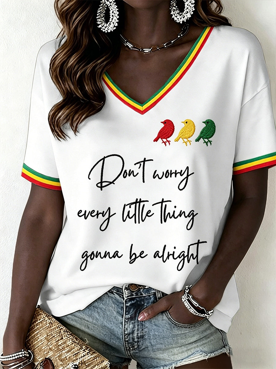 Women's Reggae Music V-Neck T-Shirt