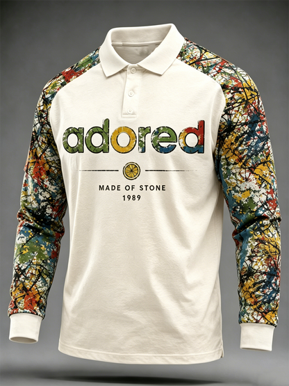 Men's Lemon Roses Music Lover Printed Three Button Shoulder Plug Long Sleeve