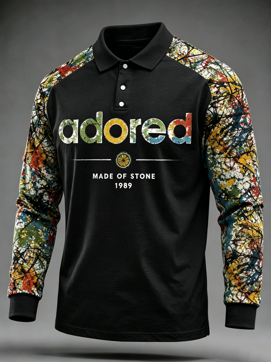 Men's Lemon Roses Music Lover Printed Three Button Shoulder Plug Long Sleeve