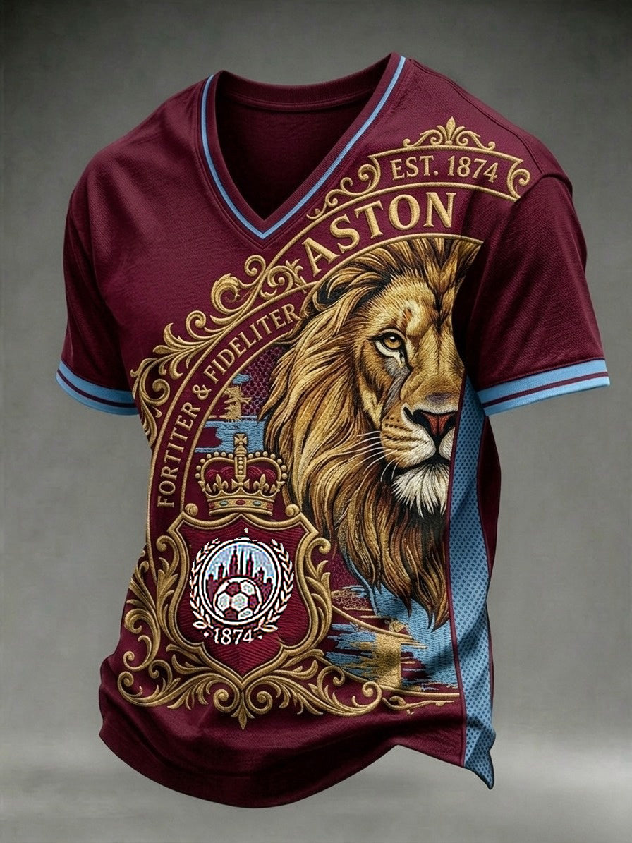 Men's Retro Football Fan Art Print Casual Jersey