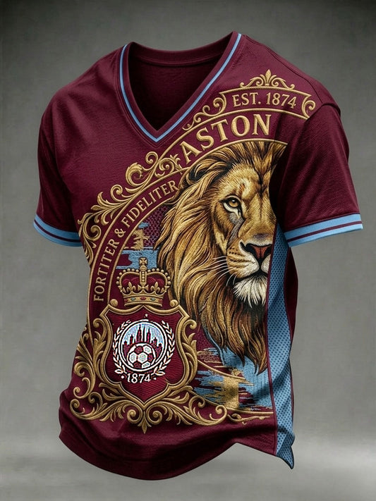 Men's Retro Football Fan Art Print Casual Jersey