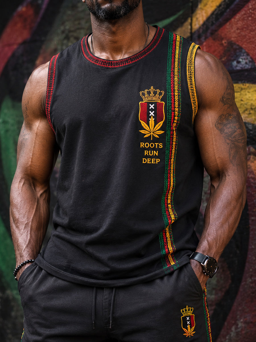 Men's Retro Reggae-Inspired Casual Sleeveless Tank Top