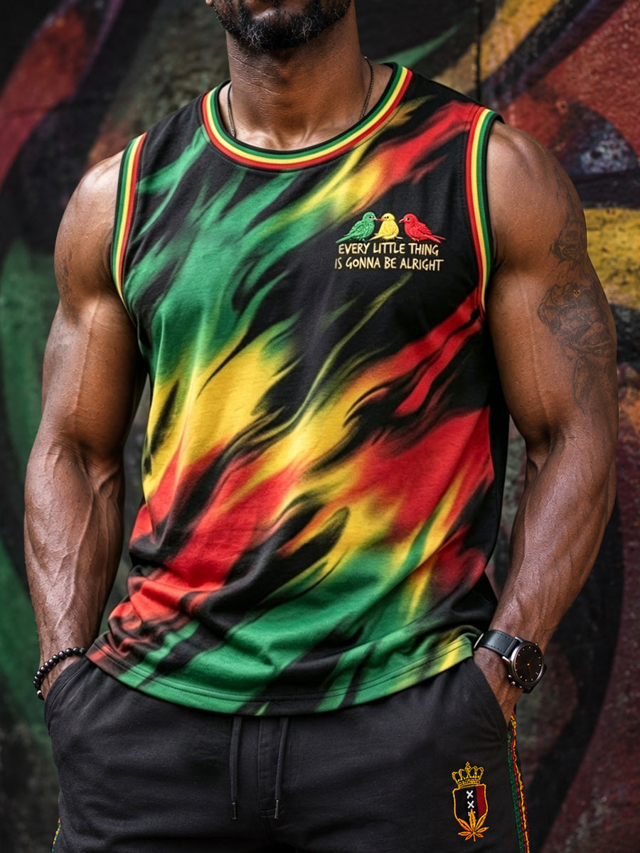 Retro Reggae-Themed Artistic Casual Sleeveless Tank Top