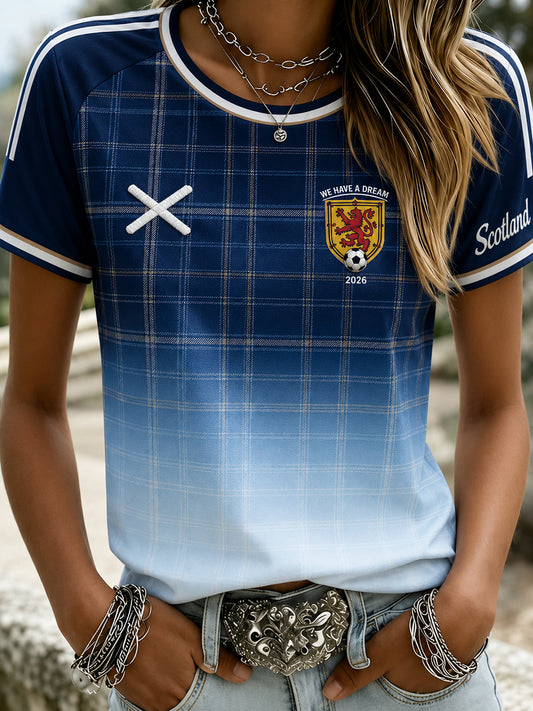 Women's Scotland Football Round Neck Short Sleeve T-Shirt