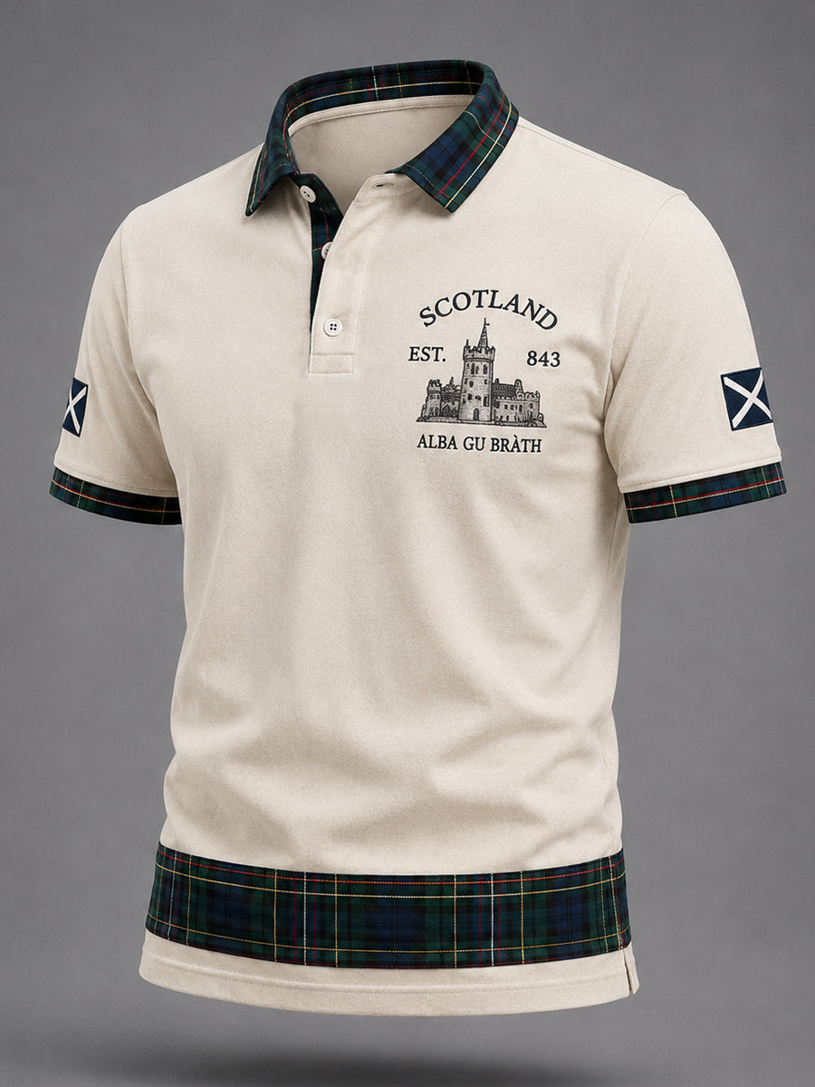 Men's Scottish Plaid Print Casual Polo