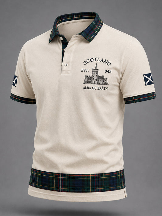 Men's Scottish Plaid Print Casual Polo