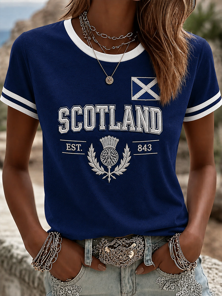 Women's Scotland Art Printed Short Sleeve T-shirt
