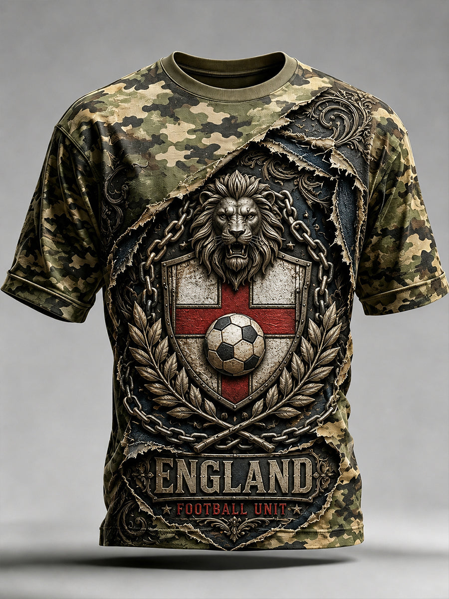Retro England Football Fan Art Print Casual Jersey