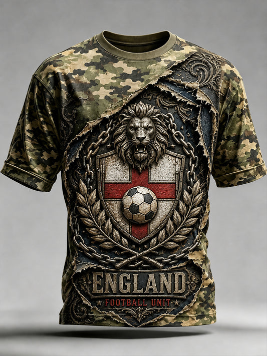 Retro England Football Fan Art Print Casual Jersey