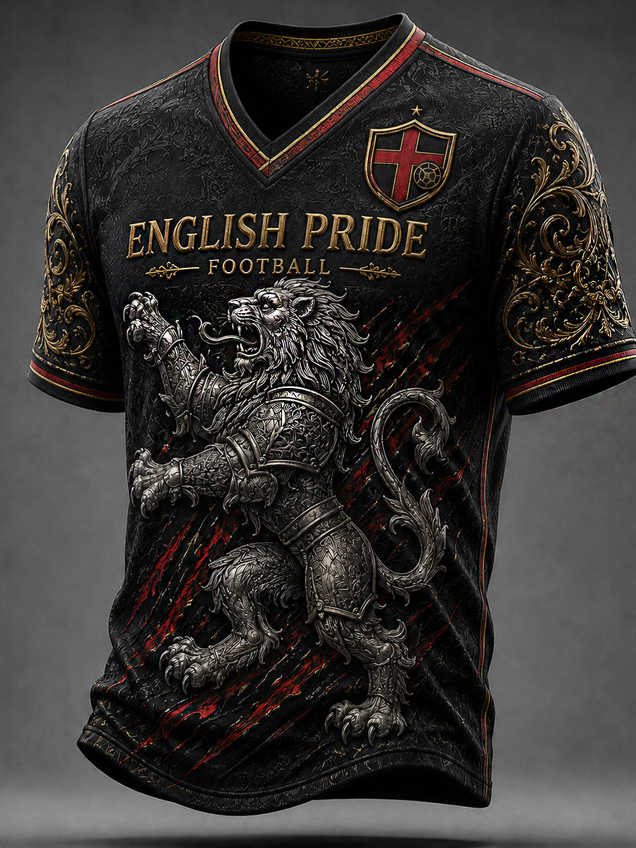 Retro England Football Fan Art Print Casual Jersey