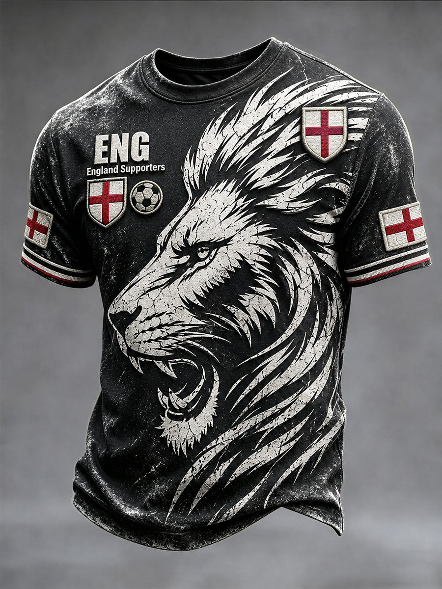 Retro England Football Fan Art Print Casual Jersey