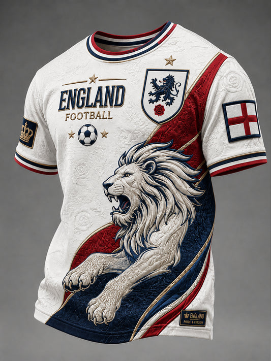 Retro England Football Fan Art Print Casual Jersey